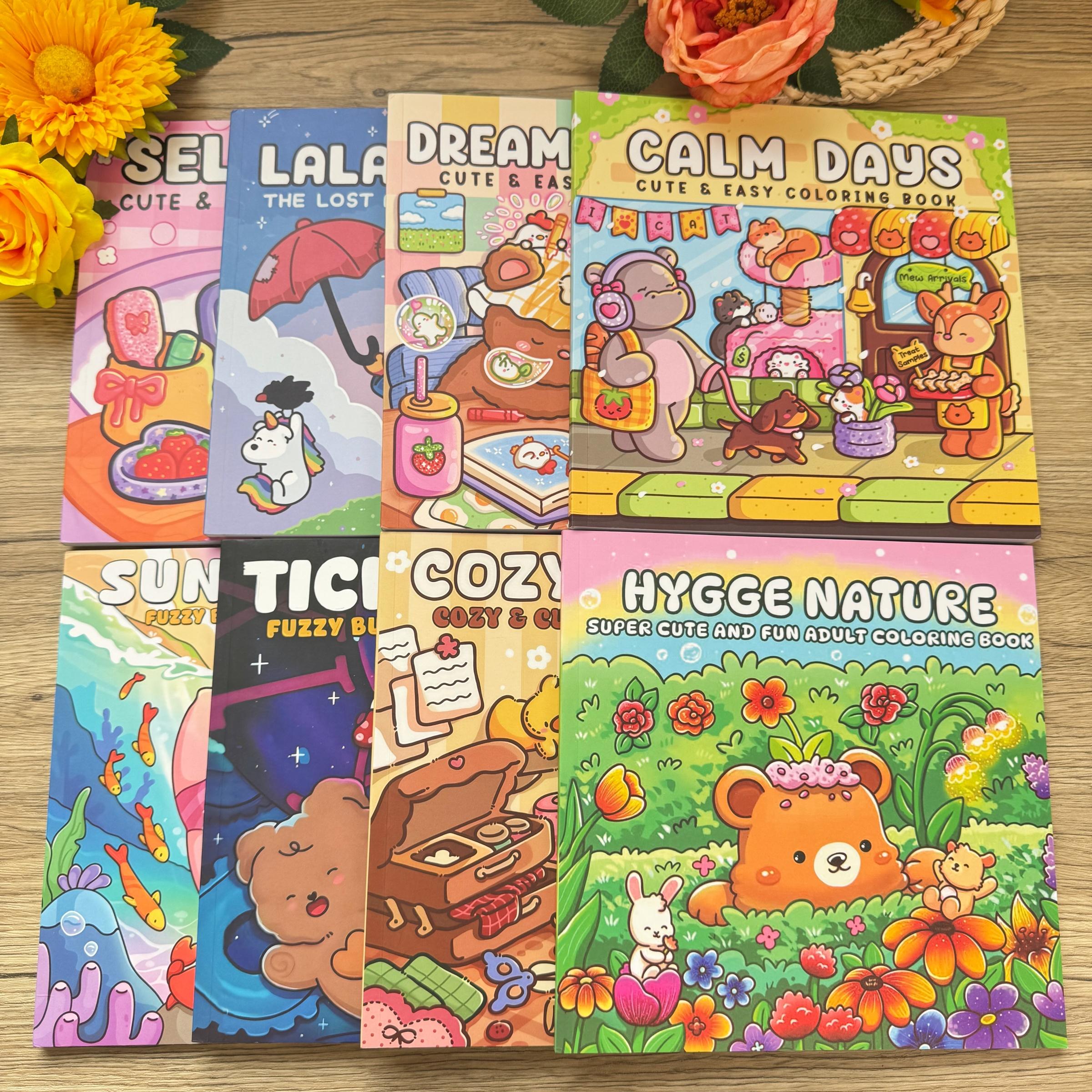 4/8 Pieces Cute Coloring Book Set,  Multi-Theme Designs, Enjoy Drawing Process, Stress Relief Art, Perfect Gift for Holidays & Daily Fun