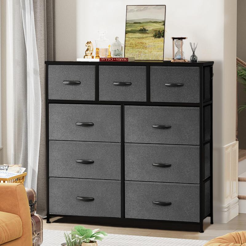 9 Drawer Dresser for Bedroom, Fabric Tall Dressers & Chests of Drawers, Organizer Storage Tower for Bedroom, Living Room, Hallway, Closet, Girls, Bedroom Furniture, Dresser Cabinet, Storage Shelf