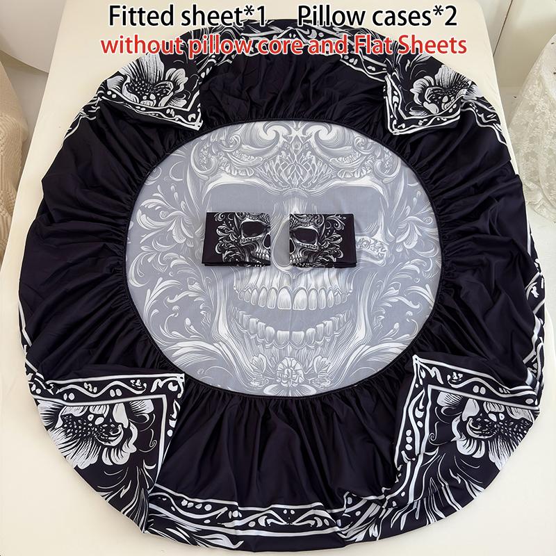 [Spring Glow Up] 3-piece multi-pattern fitted sheet set (fitted sheet*1 +Pillow cases*2),deep pocket 15 inches machine washable,low allergenic,high quality mattress protector for bedrooms,dorm rooms,HD printed all-season room decoration Reversible