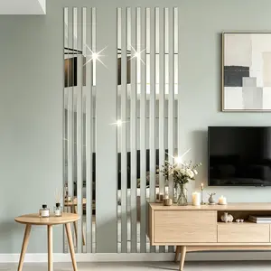 10 pieces of silver acrylic mirror wall art stickers | 4x50cm self-adhesive waistline decorative strip, easy to install without holes, suitable for living rooms, bedrooms, ceiling frames, TV background walls, seamless decoration Decoration Items
