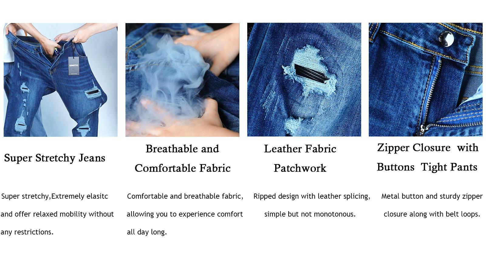 GINGTTO Men's Skinny Jeans Stretch Ripped Tapered Leg Slim Fit Distressed Denim Pants GINGTTO Men's Skinny Jeans Stretch Ripped Tapered Leg Slim Fit Distressed Denim Pants