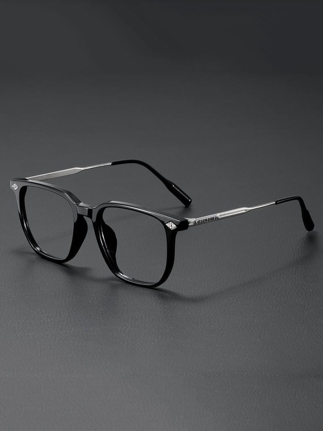 Vintage Trendy Classic Blue Light Blocking Business Punk Square Frame Decorative Glasses, Perfect for Everyday Wear for Both Men And Women, And an Ideal Gift Choice