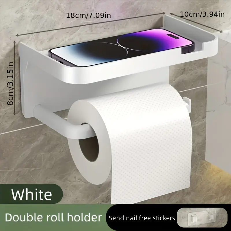 Wall mounted tissue holder with shelf, polished plastic tissue box dispenser and storage drawer, dual-use bathroom accessory - suitable for hotels and homes, home organization, hotel supplies, compact design, modern storage, smooth surface, easy to instal