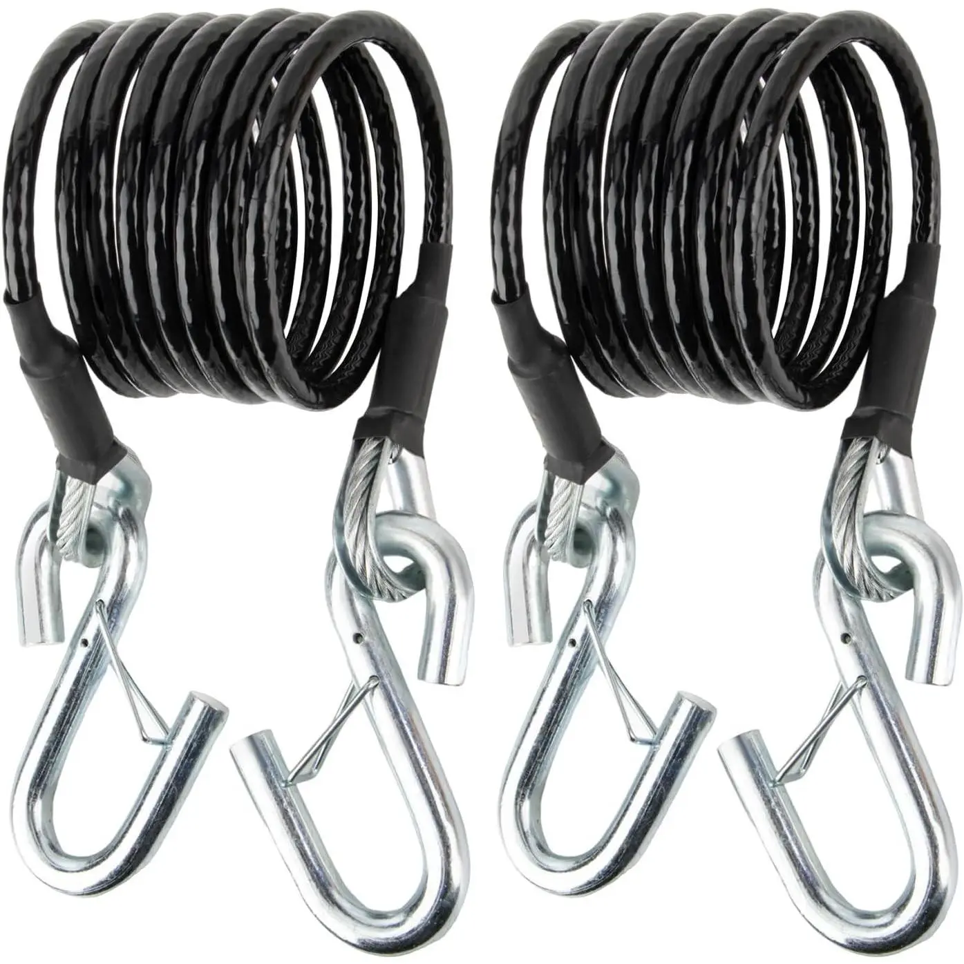 Safety Cable Kit Replace BX88196 for RV Class III Trailer Coiled Safety Cables with S-Hooks 7FT 7500lbs 2 PCS