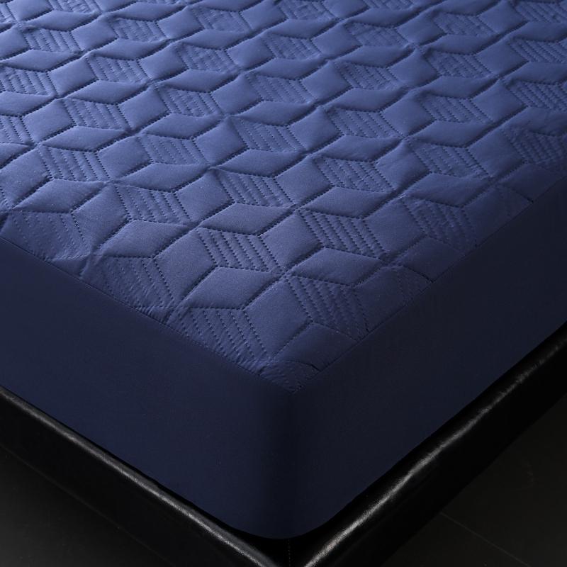 Waterproof Quilted Fitted Sheet Set - 3 Pieces (1 Mattress Cover + 2 Pillowcases), Deep Pocket, Navy Blue