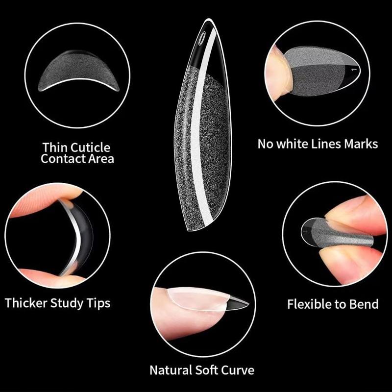 600Pcs Extra Short Almond Nail Tips, Upgraded Widened Nail Bed Half Matte No File False Full Cover Gel Nails Clear Natural Artificial Gelly Tips for Nail Extension Home DIY Salon 12 Sizes with Set for Extension Nail Manicure, Fake Nails Kit