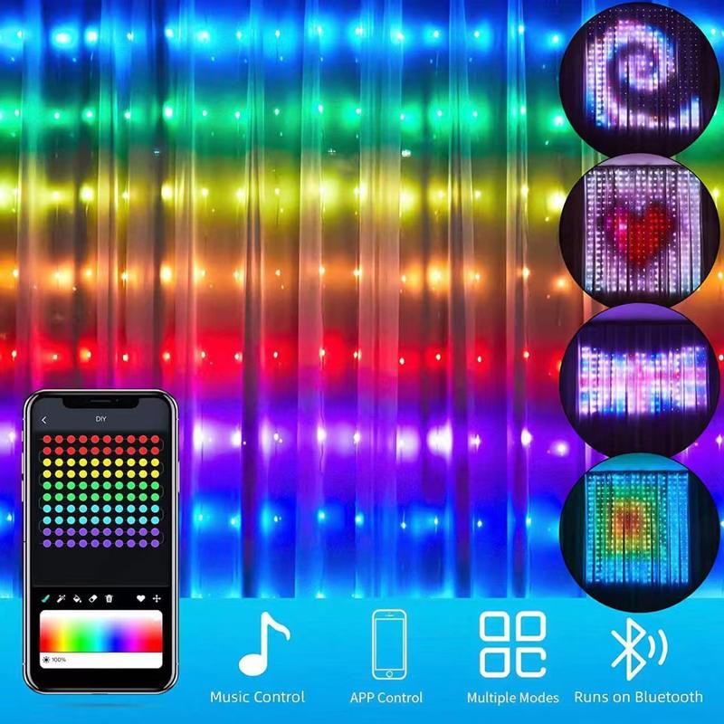 Smart LED Curtain Lights with 400 LEDs, 10x10ft Large & App/Remote Control, USB Powered for Bedroom, Christmas Party, Wedding, Outdoor, Wall, Jellyfish & Lava Lamp Style Decoration