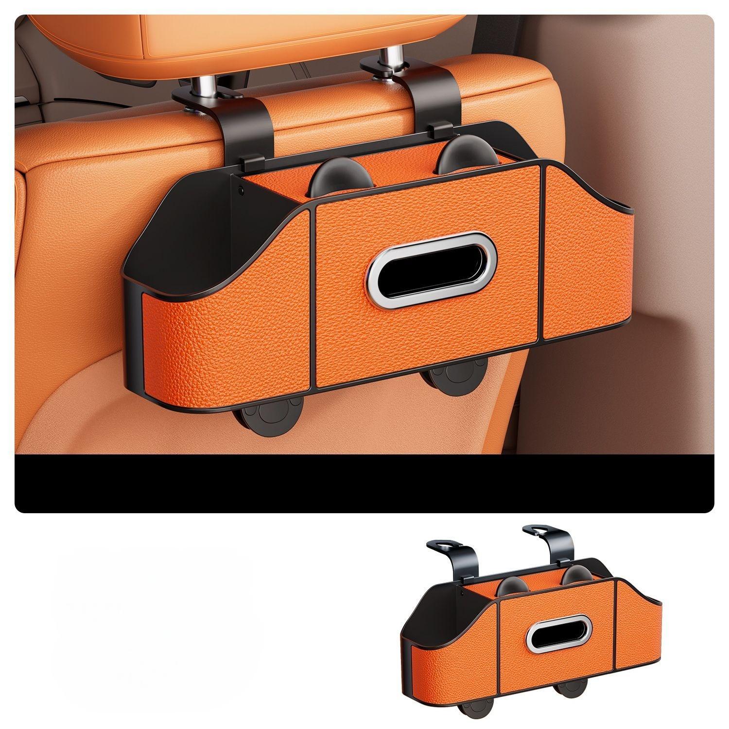 Multifunctional Car Seat Back Organizer Box, Rear Storage Rack with Cup Holder, Paper Towel Dispenser, Car Backseat Organizer for Car Interior Accessories