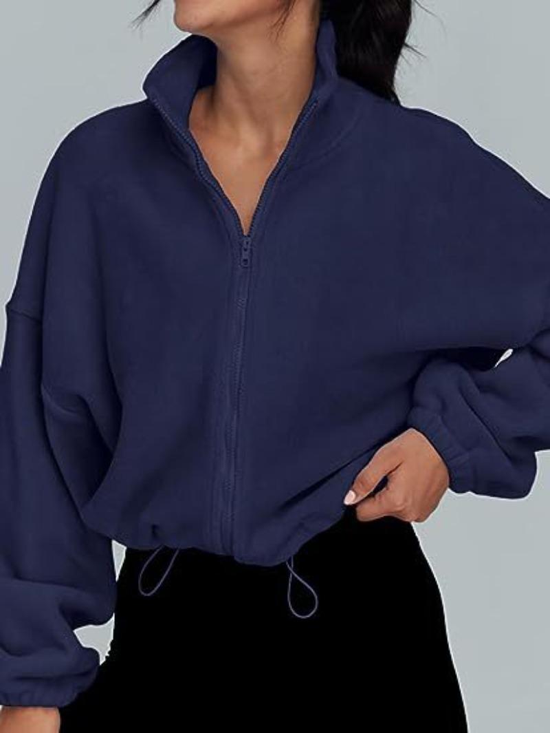 Women's Fleece Sports Jacket - Female Stand-Up Collar, Breathable, Zippered, Hand-Washable Outdoor Outerwear