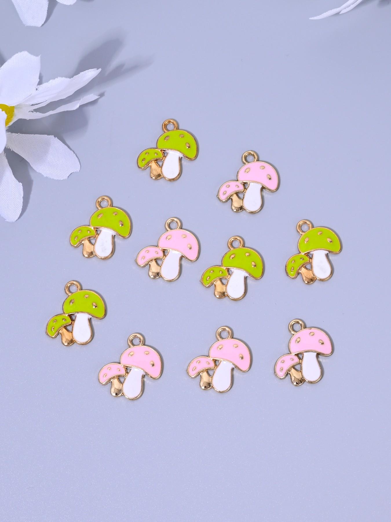 Cute Cartoon Mushroom Pendant, Perfect for DIY Jewelry Making, Includes Earrings, Necklaces, Bracelets, Keychains, Set of 10