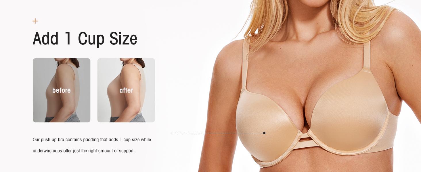 Wingslove Comfort Push Up T-shirt Bra For Women's Lightly Padded Underwire Everyday Bras