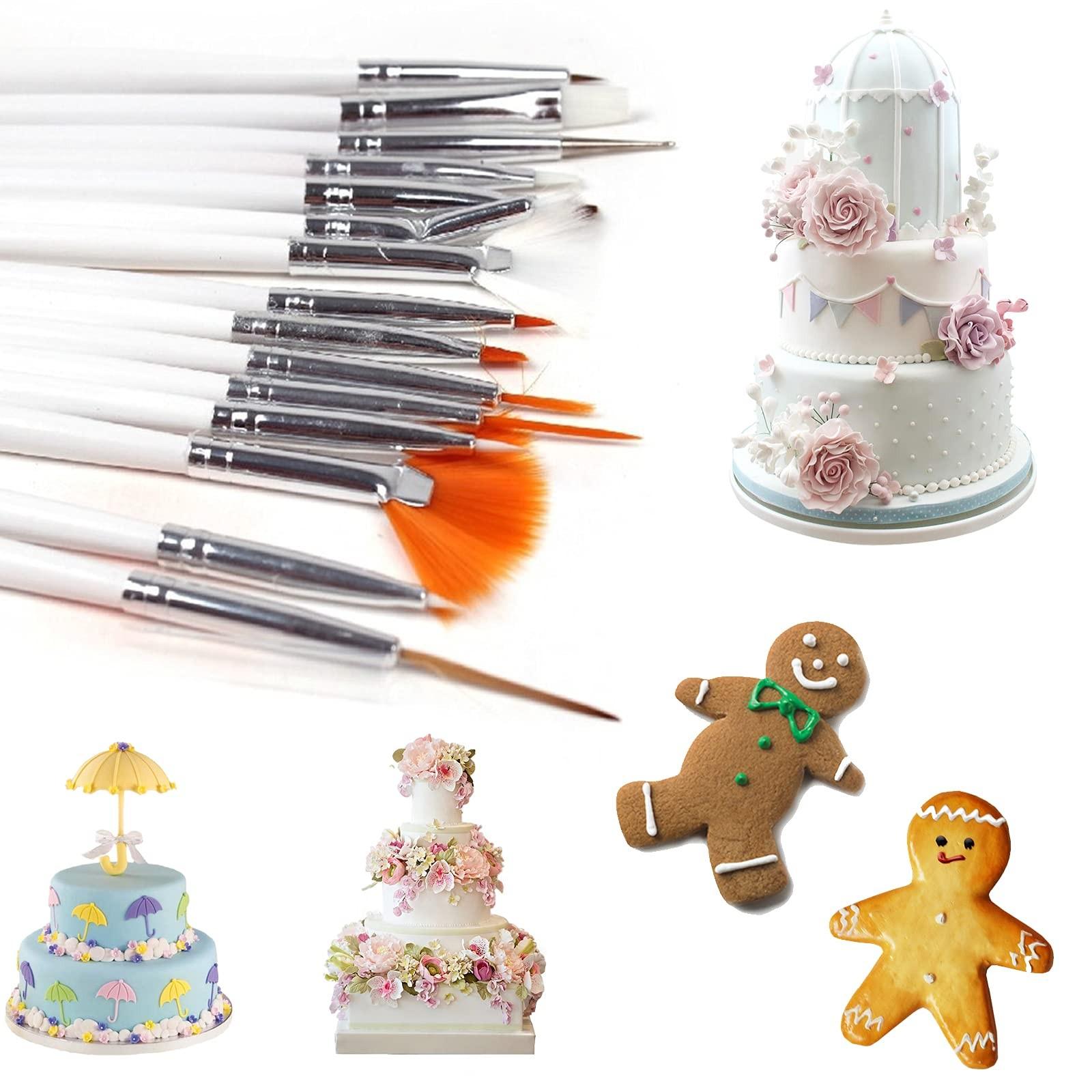 1 set/ 15pcs Cake Decorating Brushes Cake Painting Brushes Food Paint Brush Multiple Function Fondant Brush Cookie Brushes DIY Tool Set Cake Decorating Painting Tool Icing Pastry Brush for Baking Pastry Decorating Tools