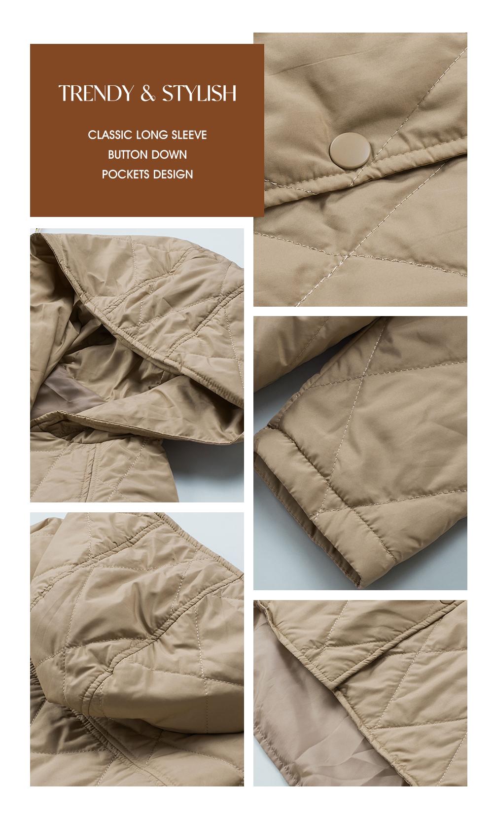 EVALESS Puffer Jacket for Women,Lightweight Long Sleeve Button Hoodies Outerwear,Oversized Basic Casual Comfort Coats Tops,2026 Womenswear Fall Winter Outfits