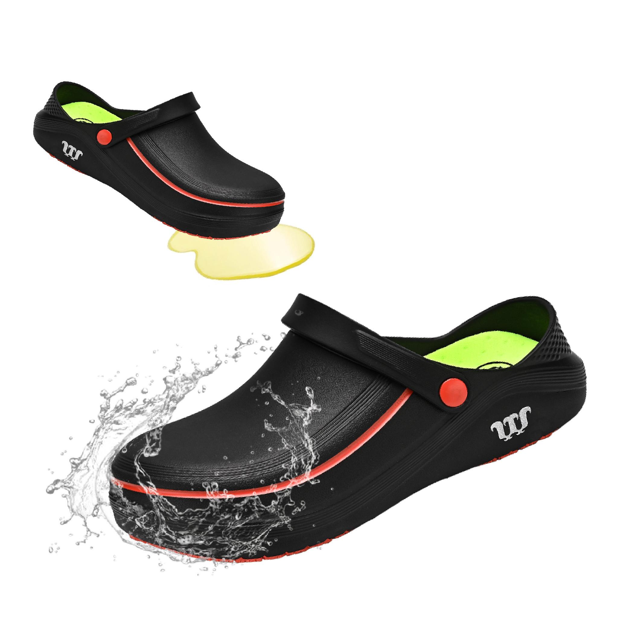 Unisex YYT1 Mule - Round Toe Workwear Shoes, EVA Upper, Slip-On, Waterproof, Anti-Stain Resistant, Comfortable, Affordable, Suitable for Nursing & Catering Work, Black Beach & Chef Shoes