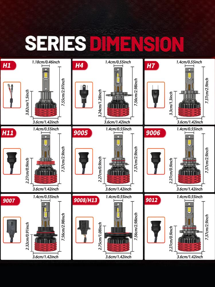 2pcs H4 H7 LED Headlight Bulbs Canbus H1 H3 H11 9005 9006 9012 HB3 HB4 HIR2 9007 H13 260W 80000LM Car Headlamp Turbo Light 12V