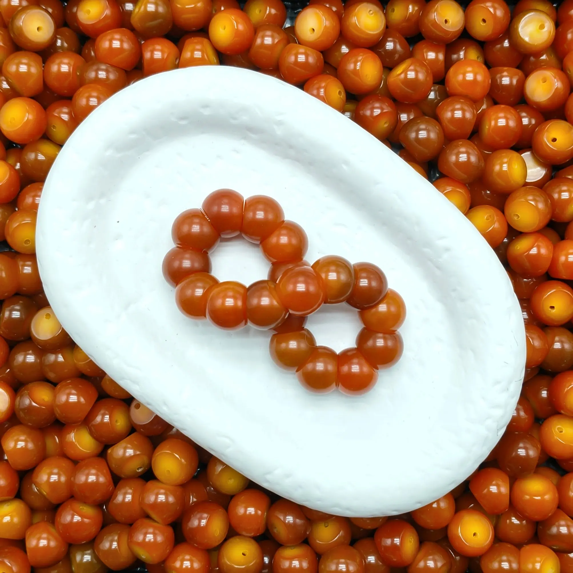 🧡[NEW] F55-14.5mm Terra Amber Garlic Bodhi | for Bracelet & Jewelry DIY making