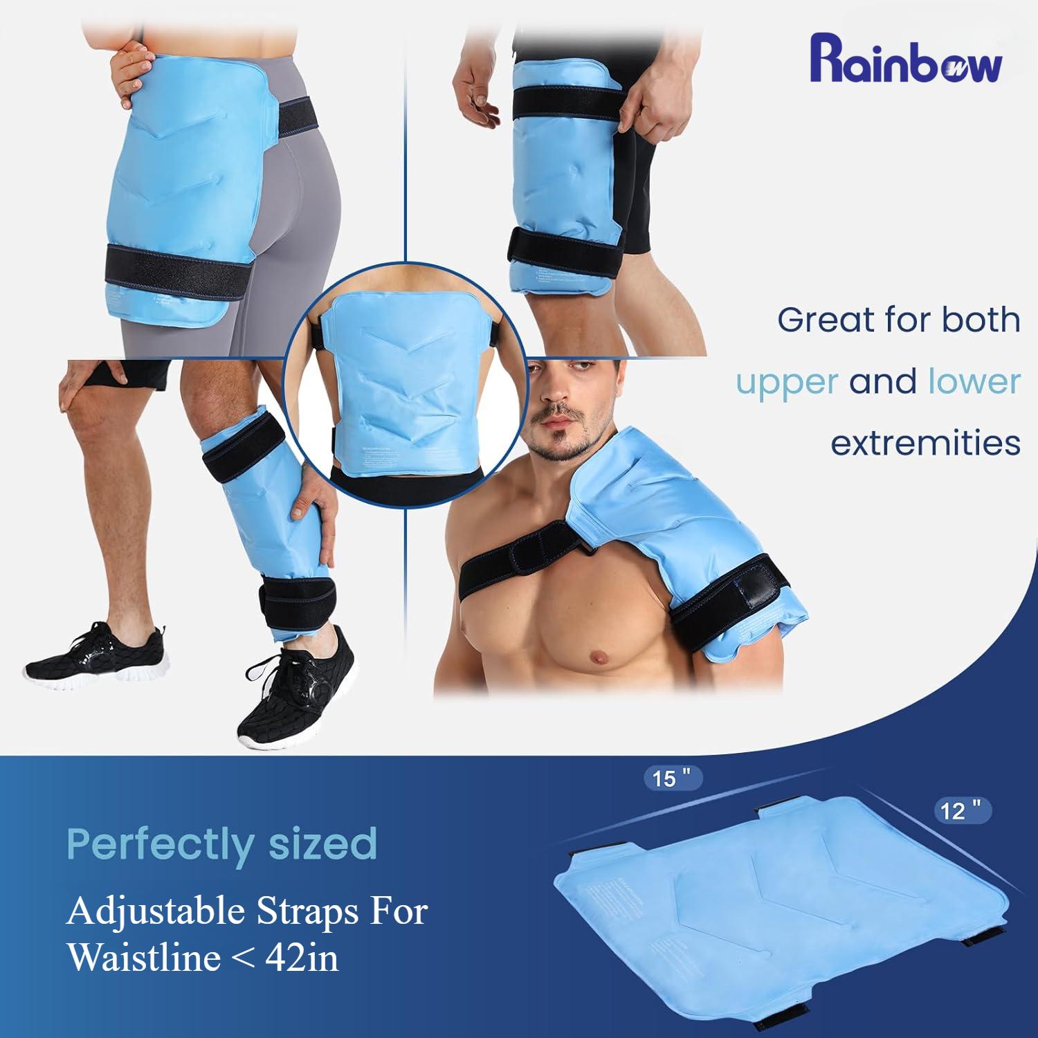 Rainbow Gel Ice Pack Reusable for Pain Relief, 15 × 12" Cold Packs for Back Shoulder, Hip, Wrap Around Entire Knee, Hot Cold Compress Therapy