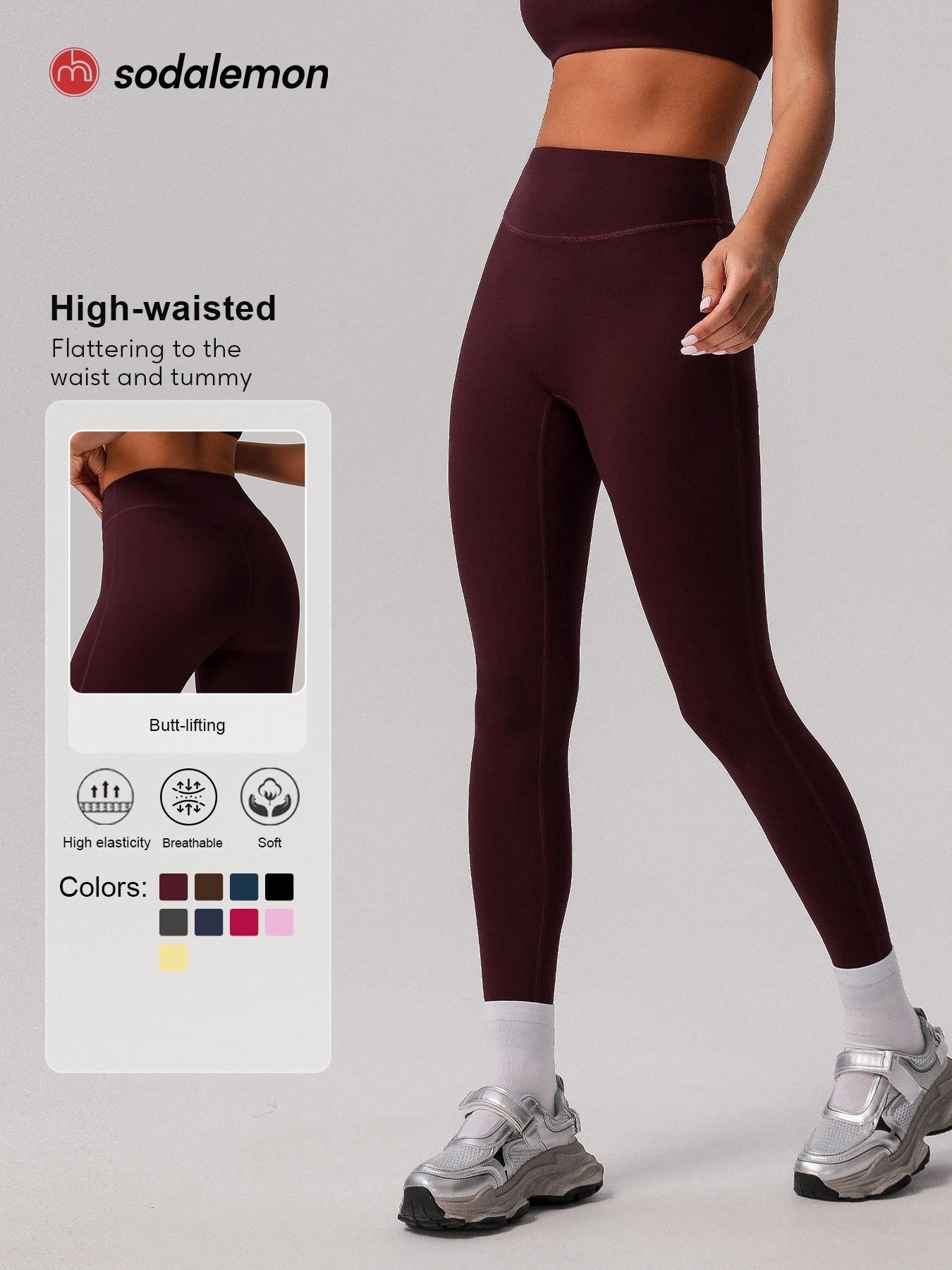 Women's Solid High Waist Sports Leggings, High Waisted Leggings, Casual Comfy Breathable Skinny Pants for Yoga Gym Workout Running, Ladies Sportswear for All Seasons, Womenswear