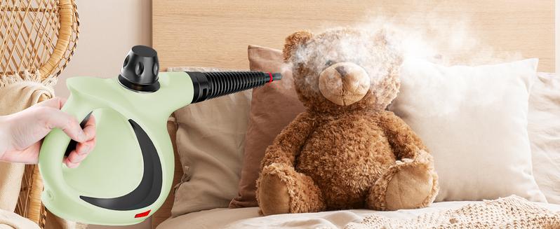 Spurgehom Pressurized Handheld Steam Cleaner, Multi-surface Natural Steam Cleaner with 11pcs Accessories Multi-purpose Steamer for Cleaning Floor, Car, Kitchen, Home Use (Green)