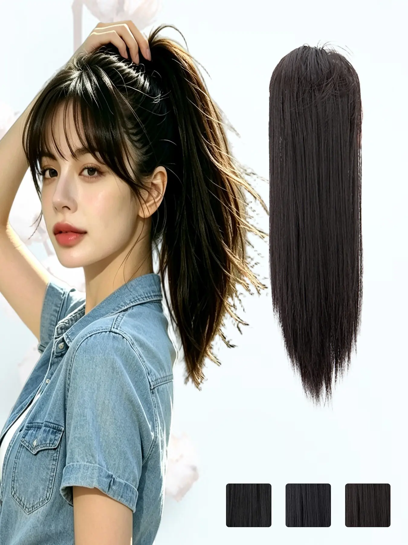 KAIRIYA 18" Sleek Straight Voluminous Ponytail: Natural Fluffy Ultra Lightweight Hairpiece, Silky Smooth Secure Clip Design, Versatile Pony for Women Work Days, Holiday Celebrations & Everyday Extended All-Day Comfort Styling