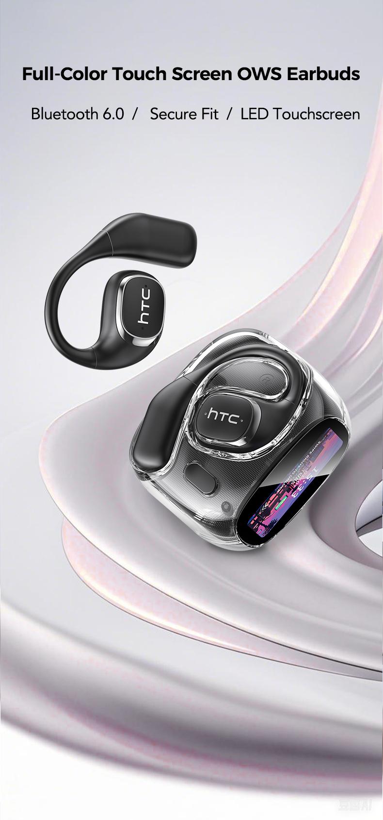 HTC NE11 Translation Wireless Earbuds Bluetooth Headphones with APP Support 150 Languages Translate Earphones, Noise Cancelling, Waterproof, Sports Ear Buds, Comfortable for Ears & Glasses Wearers, Workouts Over-Ear Buds with Earhooks Built-in Mic Headset