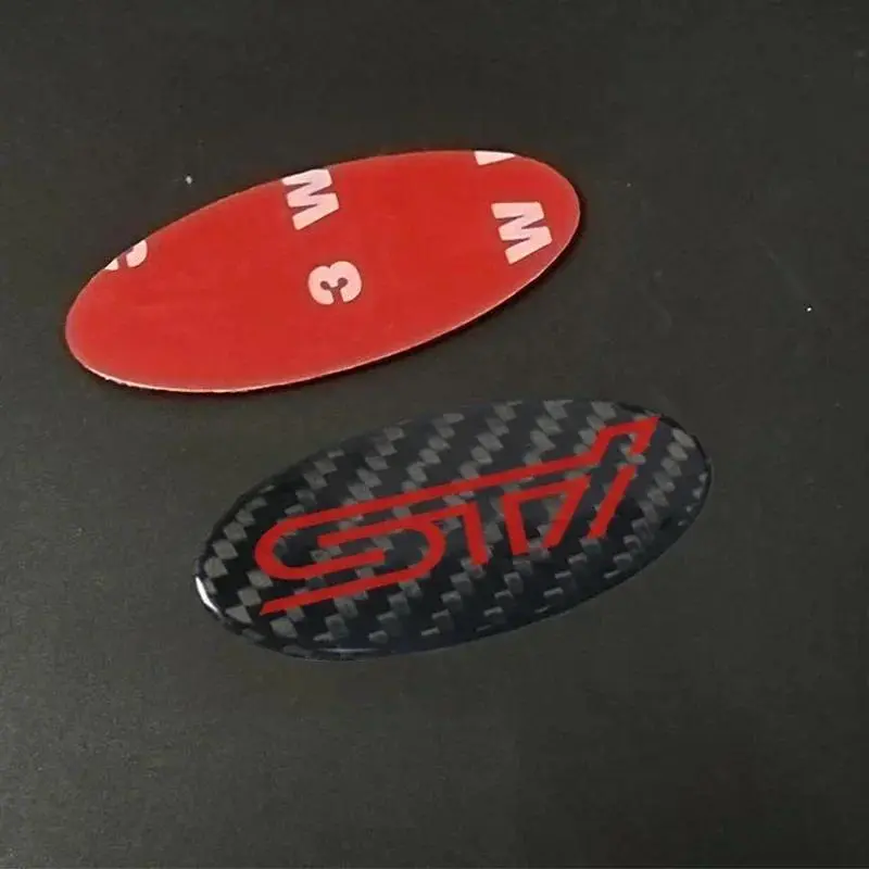 58x28mm Carbon Fiber Car Steering Wheel Logo Emblem Sticker for Subaru Forester Outback Impreza Legacy STI WRX BRZ Tribeca