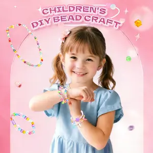 DIY Beading Craft Kit for Kids - Elastic Braided Rope, Educational Jewelry Weaving Toy for Bracelet & Necklace Making