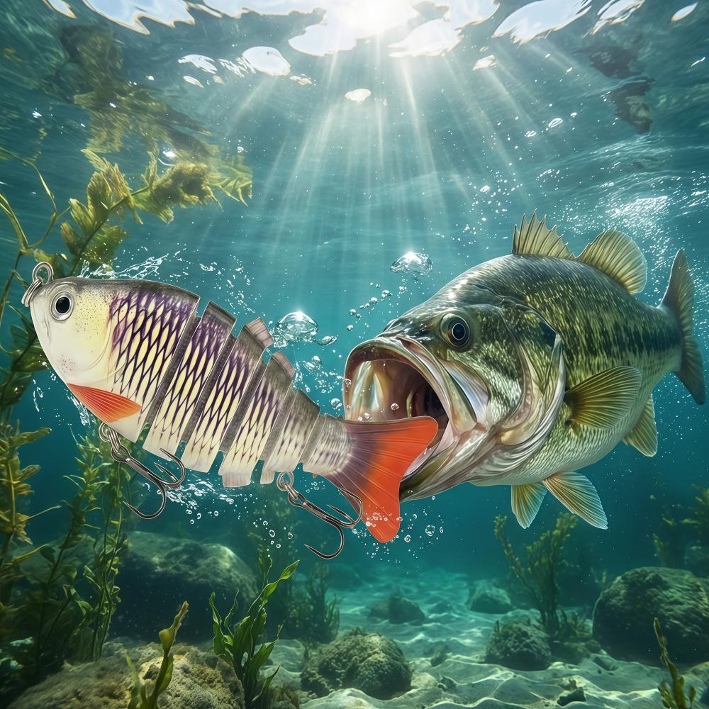 Realistic Multi-Jointed Fishing Lures - Sinking Swimbait with 3D Eyes for Freshwater Saltwater