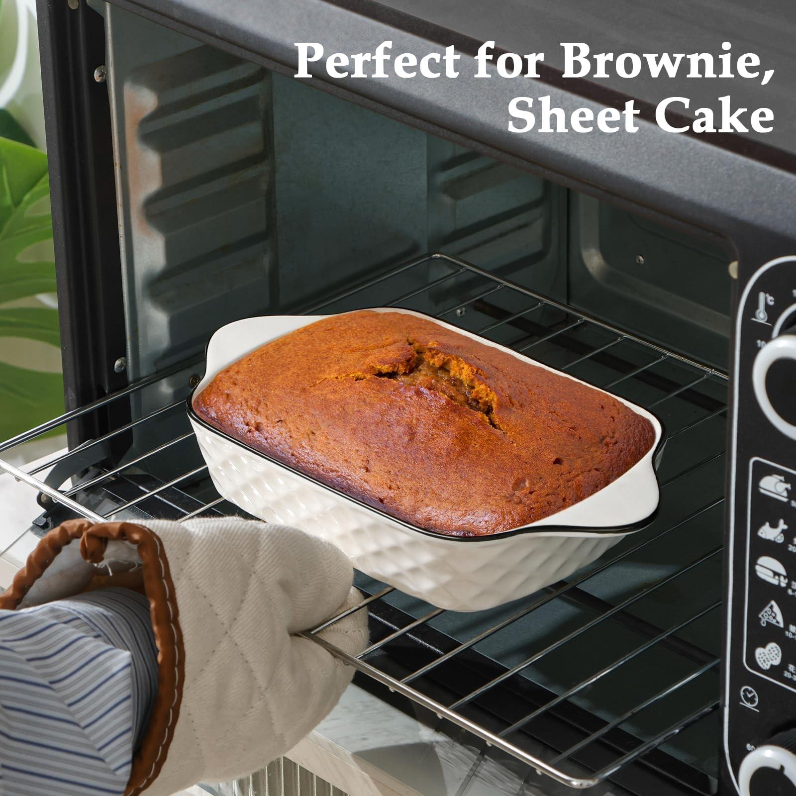 Ceramic Bakeware Set, Rectangle Shape with Handle Design, Oven & Microwave Safe for Cooking & Baking, Durable Kitchen Essentials