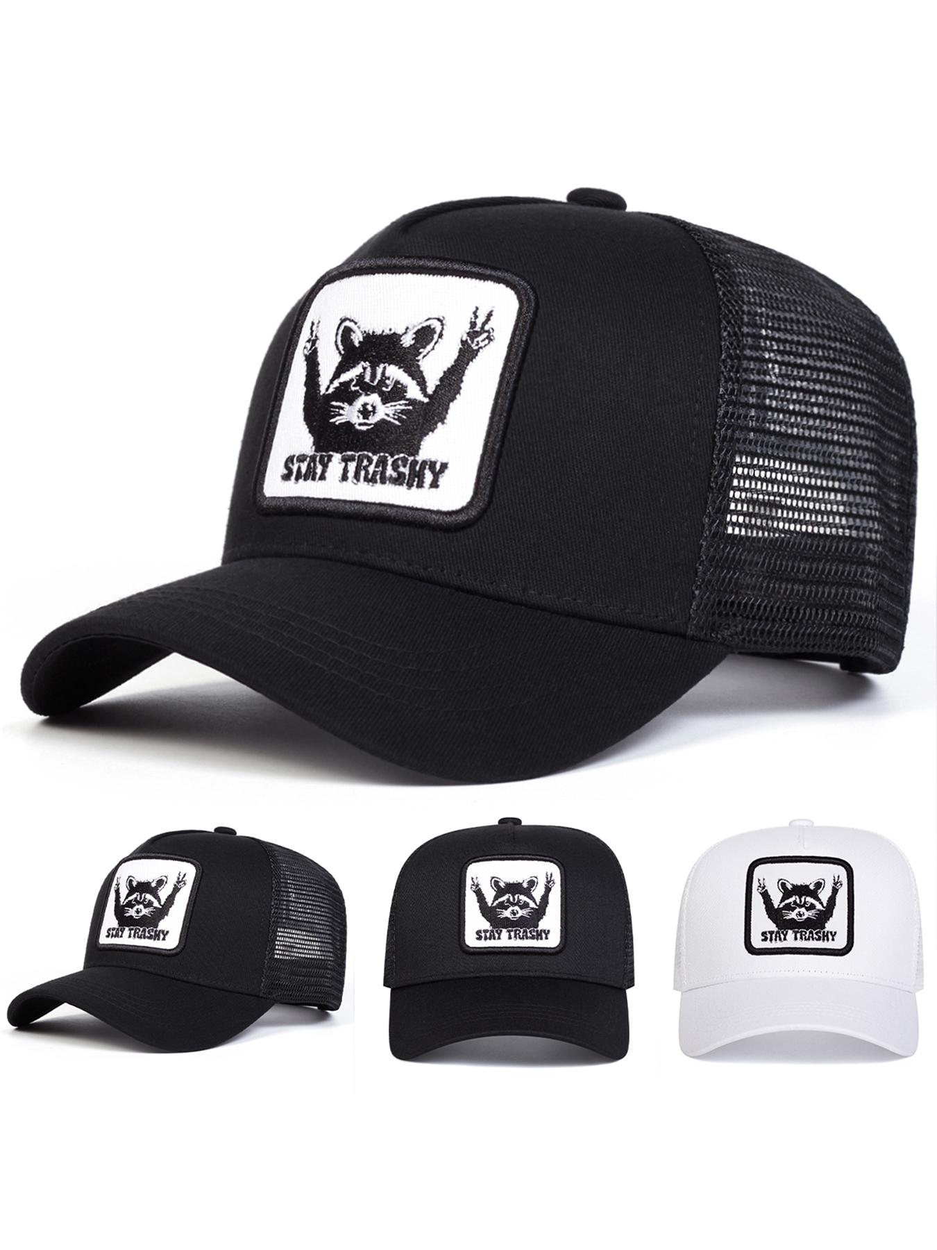 Unisex Stay Trashy Baseball Cap, Adjustable Geometric Pattern Sun Hat, Casual Fitted Outdoor Travel Beach Vacation Headwear, Adjustable Snapback Cap