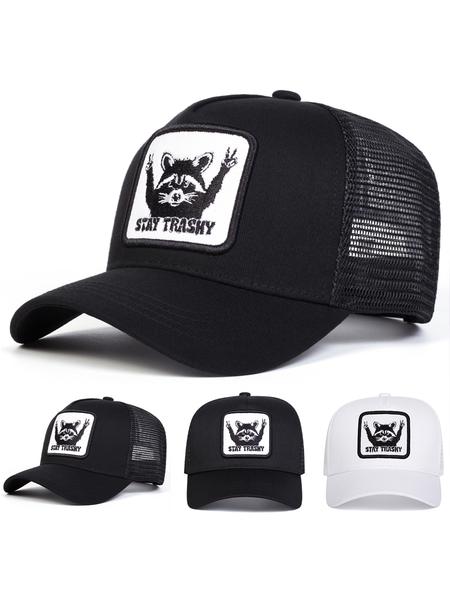 Unisex Stay Trashy Baseball Cap, Adjustable Geometric Pattern Sun Hat, Casual Fitted Outdoor Travel Beach Vacation Headwear, Adjustable Snapback Cap