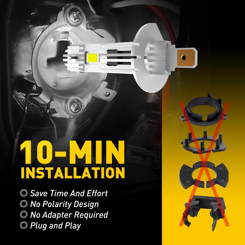 AUXITO H1 6500K LED Headlight Bulbs 10000LM 100W Kit Hi/Low Beam Super Bright GF