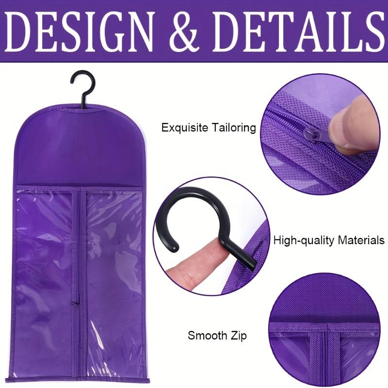 The wig storage bag is suitable for multiple wig stands and includes hangers for organizing wigs and hair extensions. It comes with 6 storage bags and 6 wig hooks.
