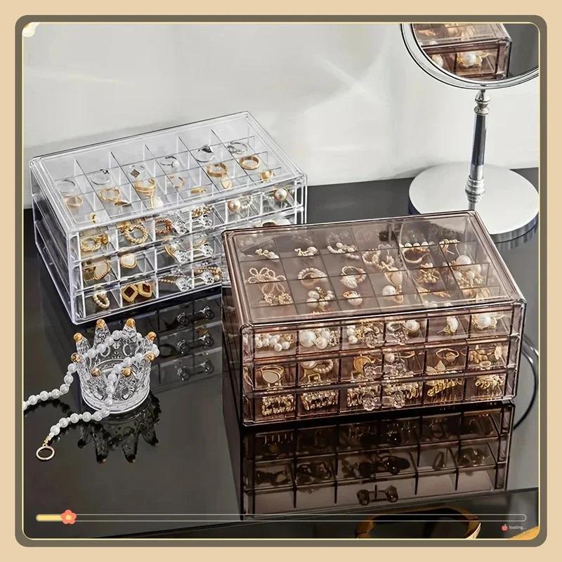 72-Slot Three-Tier Jewelry Box - Large Capacity Ring, Earring, and Necklace Organizer Display Tower