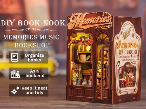 CUTEBEE DIY 3D Book Nook Kit Memories Music Bookshop – Miniature Wooden Music & Bookstore Streetscape with LED Light, Handmade Tiny House Decor | Holiday, Christmas and Black Friday Gift CUTEBEE DIY 3D Book Nook Kit Memories Music Bookshop – Miniature Wooden Music & Bookstore Streetscape with LED Light, Handmade Tiny House Decor | Holiday, Christmas and Black Friday Gift