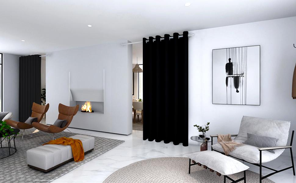 Deconovo Divider Curtains(1 Panel) for Office/Room/Theater - Thermal Curtains, Soundproof Drapes for Sliding Door, Blackout Curtain Screen for Bedroom