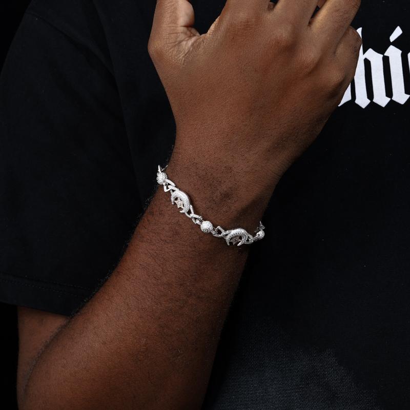 【#B241】925 Sterling Silver Inlaid With Shiny Synthetic Moissanite Chain Bracelet Star and Moon Bracelet Exquisite Jewelry Men's Hip-Hop Rap Punk Bracelet Gift