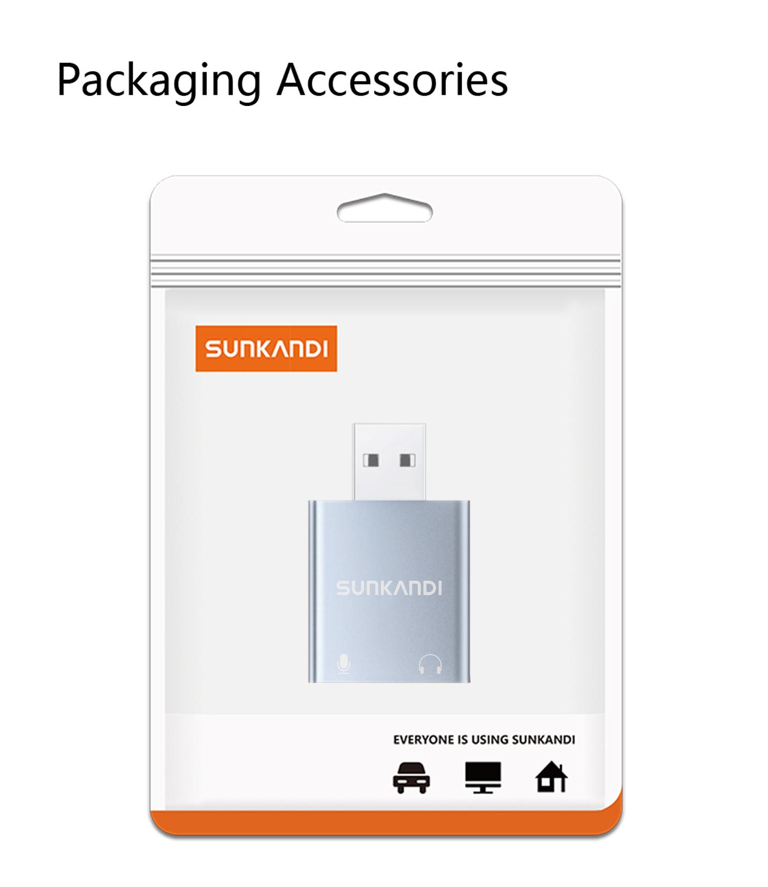 SUNKANDI USB to Audio Jack Sound Card Adapter with 3.5mm Headphone and Microphone USB to Aux 3.5mm External Audio Converter for Windows Mac Linux PC Laptops Desktops PS5 Switch 2