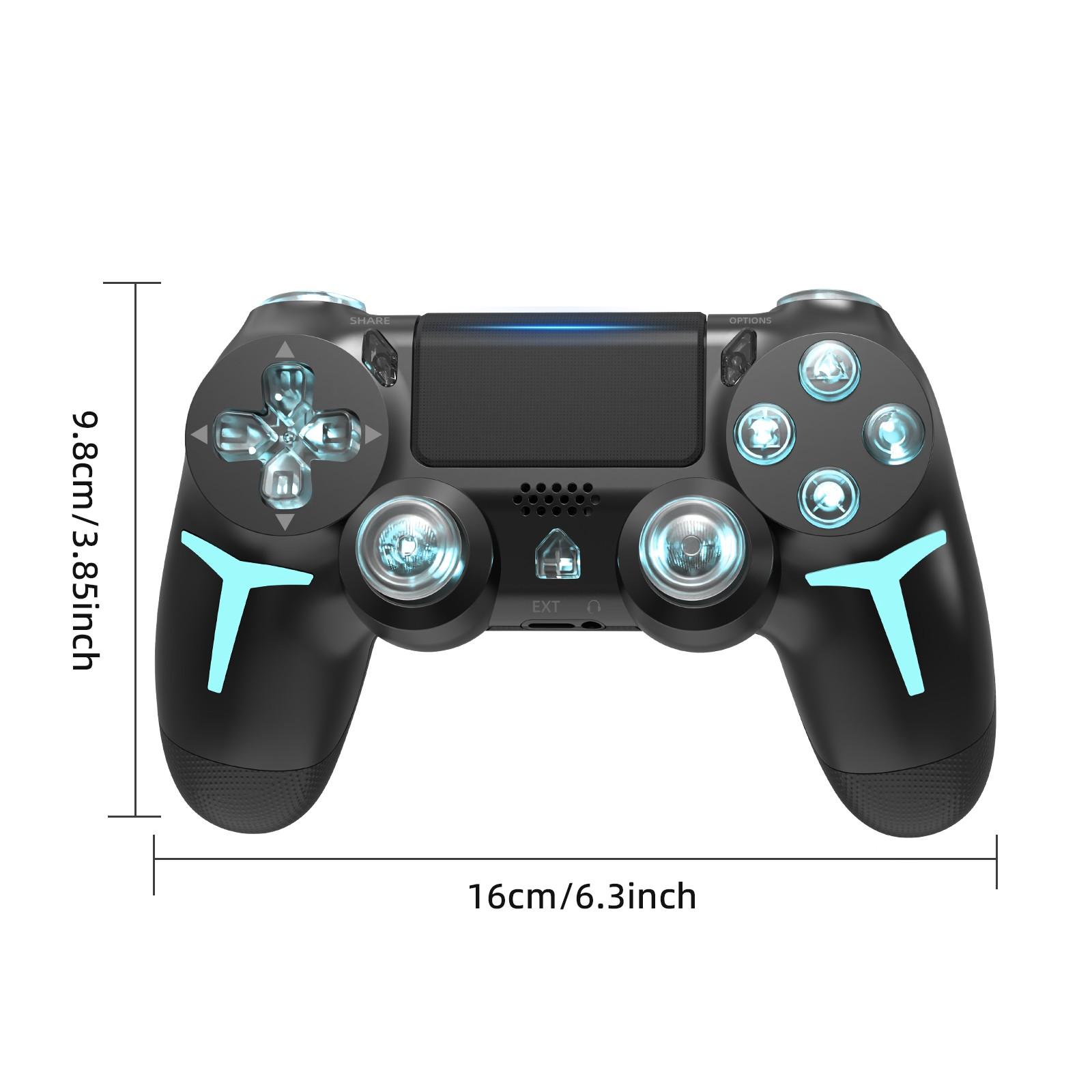 Wireless Game Controller with Three-Color Lights, Compatible with Ps4 Ps3 PC, RGB LED Bluetooth-compatible, Six-Axis Gyroscope, Dual Vibration Feedback