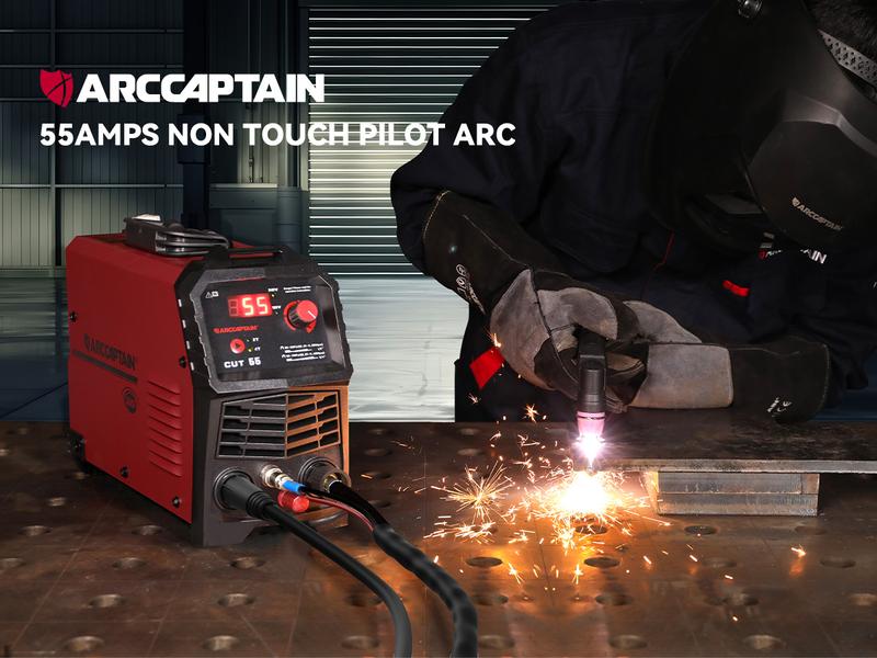 ARCCAPTAIN CUT55LED Plasma Cutter Non-Touch Pilot ARC High Frequency Air Plasma Cutting Machine 120/240V Dual Voltage IGBT Inverter 1/2" Clean Cut Reflow 2T/4T and 1/4" - 18, Digital Welding Machine, Jumpstartsale Plasma Cutter