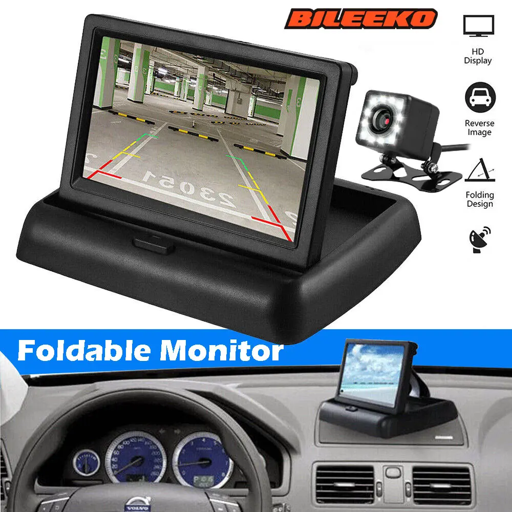 Bileeko Car Backup Camera Set with 4.3 Inch Display, HD Parking View, Night Vision, Clear Day/night Images, Eliminate Blind Spots