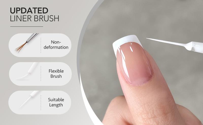 GAOY White Swirl Gel Nail Polish Art Liner, 12ml Classic Colors for Nail Paint Design with Thin Brush DIY French Manicure and Pedicure at Home