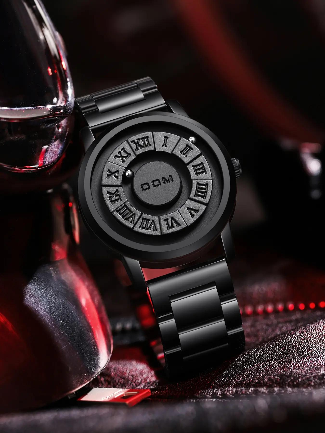 Men's Punk Style Magnetic Stainless Steel Strap Casual Water Resistant Round Dial Quartz Watch, Stainless Steel Wristwatch, Casual Trendy Analog Watch, Fashionable Watch for Daily & Party As Gift