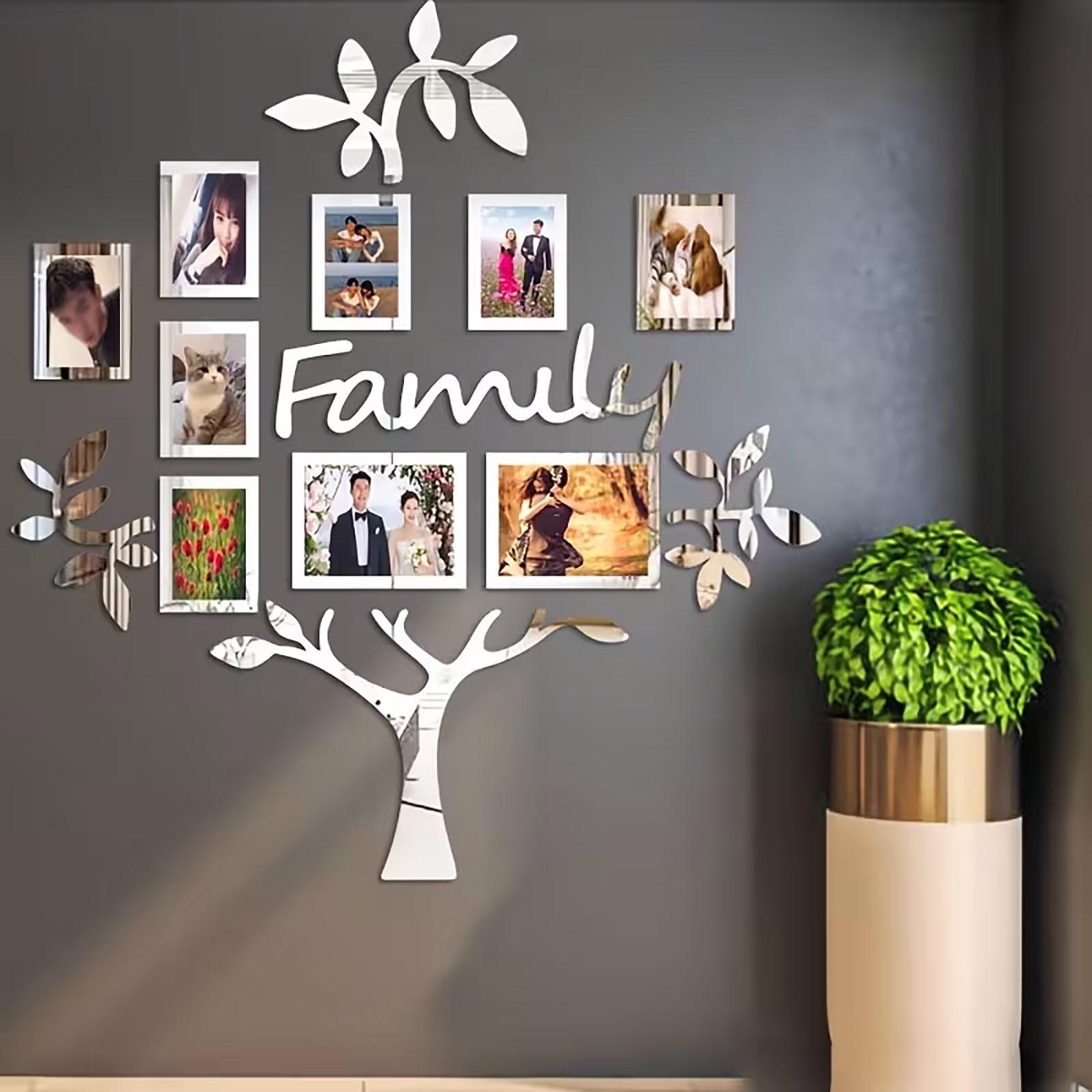 3D Acrylic Photo Frame Wall Decor, 1 Set DIY Photo Collage Gallery Wall Sticker, Wall Decor for Home Office Wedding School, Ornaments