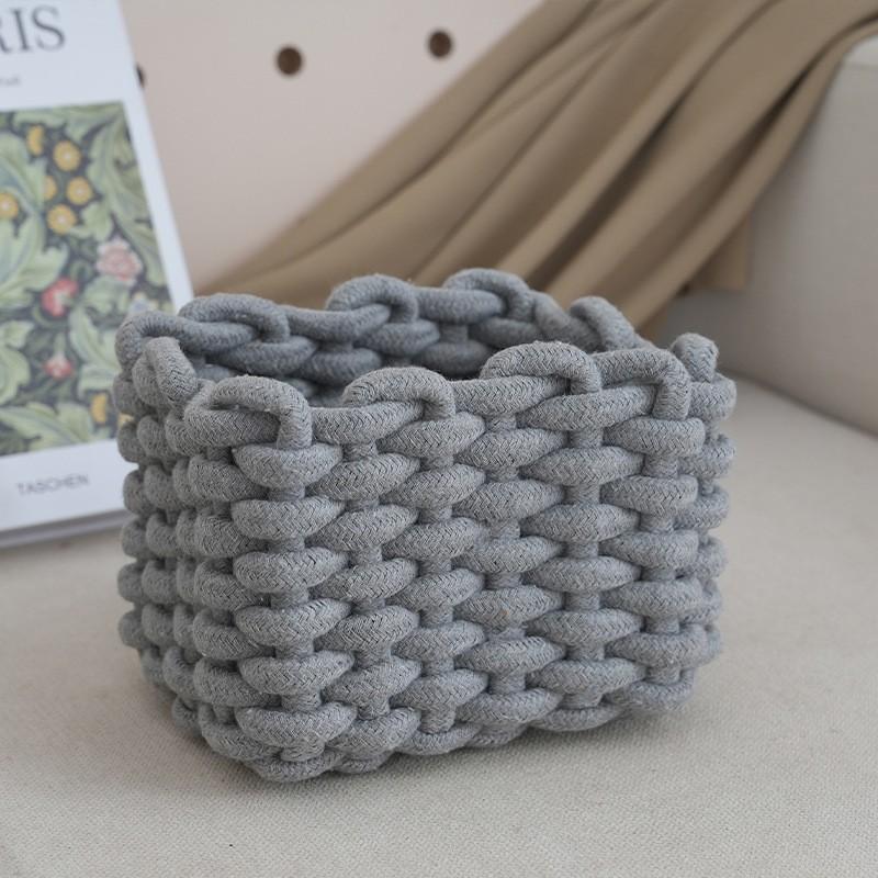 Handmade Polyester Storage Basket Stackable Cosmetic Organizer, Durable Design for Bedroom Living Room Vanity Decor, High-Quality Home Organization, Decorative Appeal