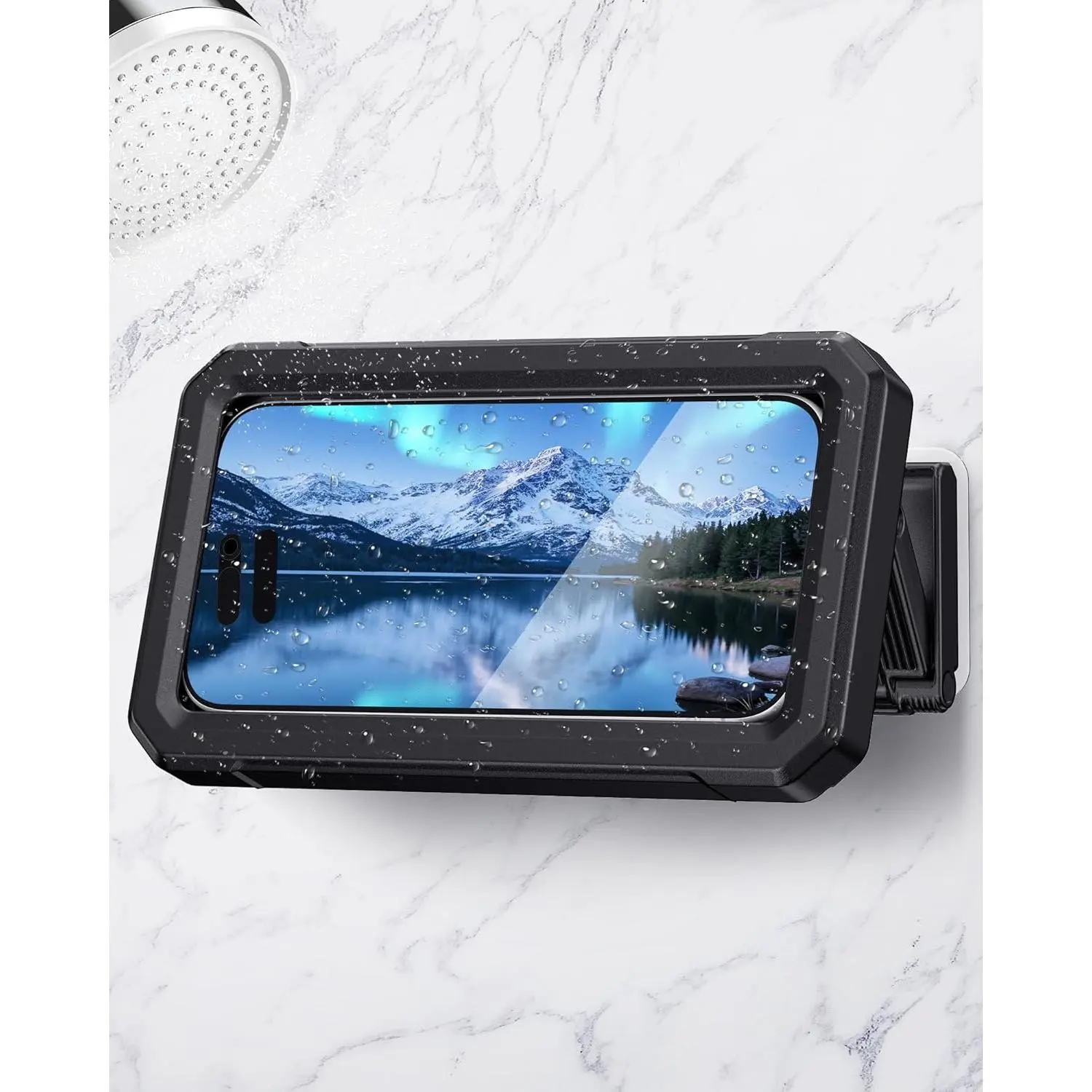 Waterproof Phone Holder for Shower- 480° Rotatable Retractable Adjustable Anti Fog iPhone Case for Shower,Bathroom Accessories Wall Mount Phone Holder for 4-7" Cellphones