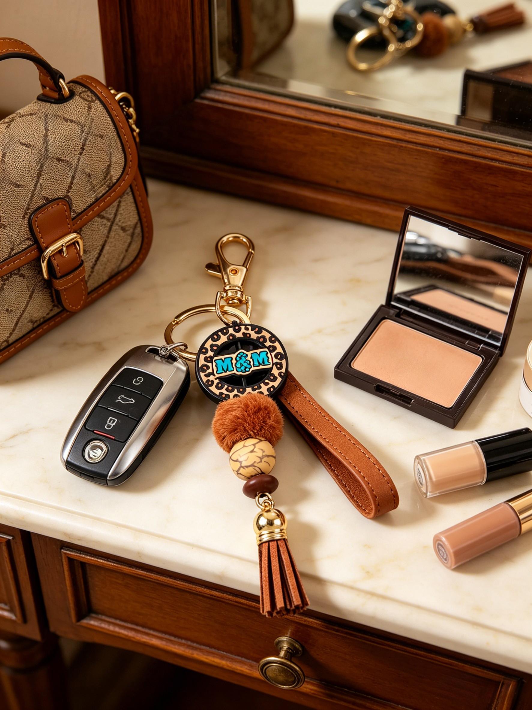 Mama Beaded Keychain, Mom Silicone Bead Key Ring, Mother's Day Gift, Leopard Print Keychain, Tassel Keychain, Mama Bag Charm, Sunflower Mama Keychain