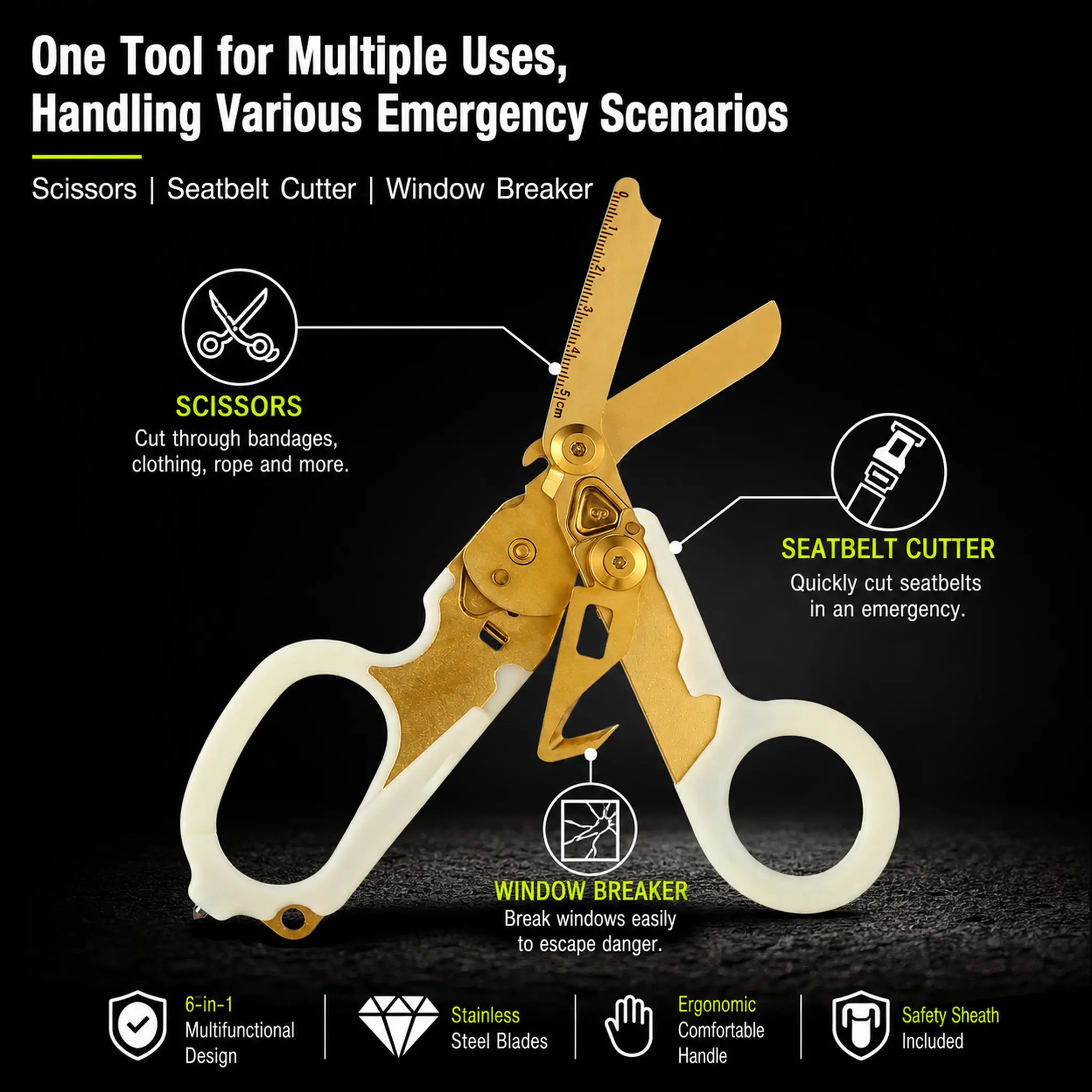 Tactical Medical Scissors Emergency Rescue Shears Multi Purpose Shears First Aid Kit Falcon Scissors Foldable Pliers Outdoor Survival Edc Tool Gear