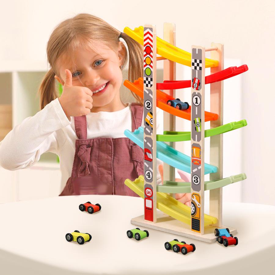 EDUTREE Toddler Toys Wooden Car Ramp Racer Toy Vehicle Set with 7 Tracks Mini Cars Race Tracks Montessori Inspired Gift for Boys Girls Play Playset Tricycle EDUTREE Toddler Toys Wooden Car Ramp Racer Toy Vehicle Set with 7 Tracks Mini Cars Race Tracks Montessori Inspired Gift for Boys Girls Play Playset Tricycle