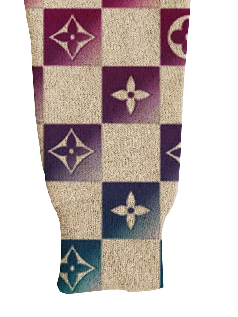 Women's Gradient Plaid Geometric Print Sweater, Fall and Winter Casual Long Sleeve Knitwear, Comfortable Warm Daily Wear